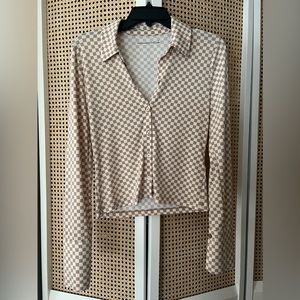 Abercrombie beige check collared shirt